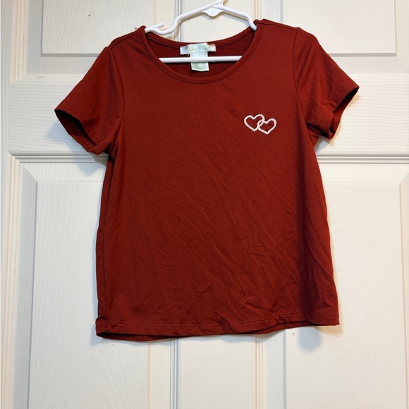Emma & Elsa Other - Kids Red Heart Embroidered T-Shirt